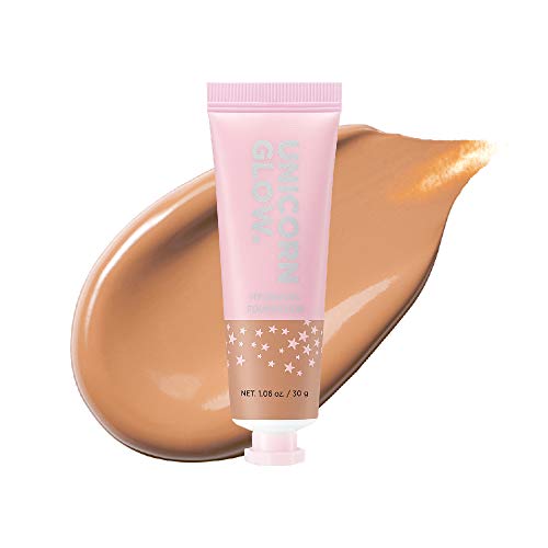 Unicorn Glow Hydrating Wear Primer + Hydrating Collagen Foundation #10 Pecan [Golden Brown] - Great Value, Cruelty Free Make Up #TOP3
