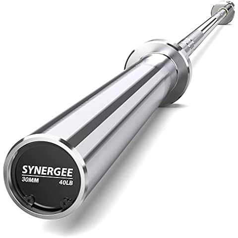 Synergee Essential 40lb Chrome Olympic Barbell. Great for Weightlifting, Powerlifting and Crossfit Cover