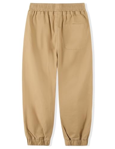 Spring&Gege Boys Jogger Pants Cotton Twill Drawstring Elastic Waist Jogging School Pants2