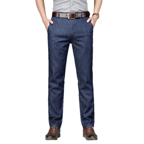 Jean pour homme coupe classique business en toile denim légère de qualité supérieure