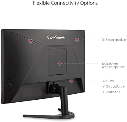 ViewSonic VX2468-PC-MHD 24-inch 1080p HD Curved Gaming Monitor, 165Hz, 1ms, AMD FreeSync Premium, Dual Integrated Speakers, 2x HDMI, DisplayPort