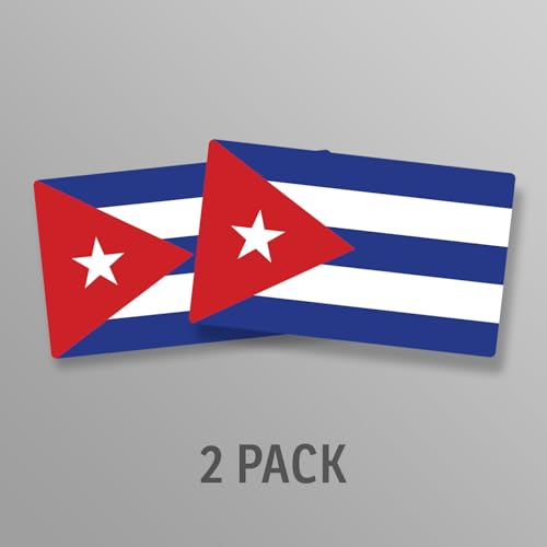 Image of World Country Flag Decal Stickers - Two Pack - for Cars Windows Bumpers Laptops Tablets Tumblers Cups Walls (Cuba)