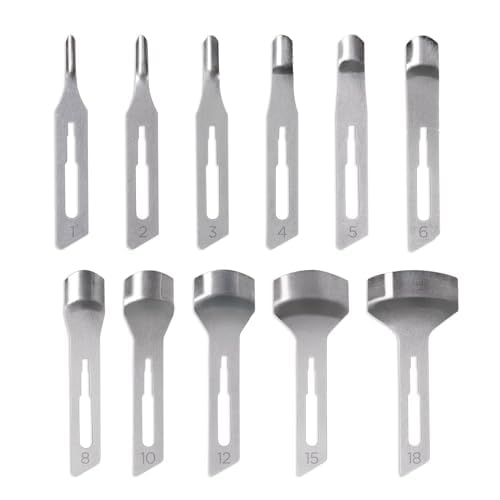 PODOCARE Lame per podologia per Sgorbie per Estetiste, Lame per Ipercheratosi, prodotti Medicali e sterili monouso conf. 10 pezzi (10 pz N° 12)