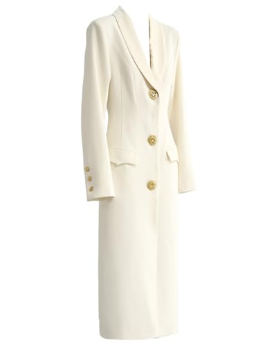Manteau long femme coupe tailleur blazer chic haut de gamme à revers châle