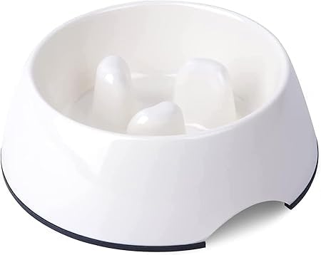 Wnicek 犬 食器 猫 食器 ペット ボウル 給食器 犬猫用ボウル ペットの皿 早食い防止食器 ゆっくりフードボウル 健康管理 環境にやさしい 耐用 ノンスリップ・ボウル 小型犬 中型犬 大型犬適合 (S,白です)