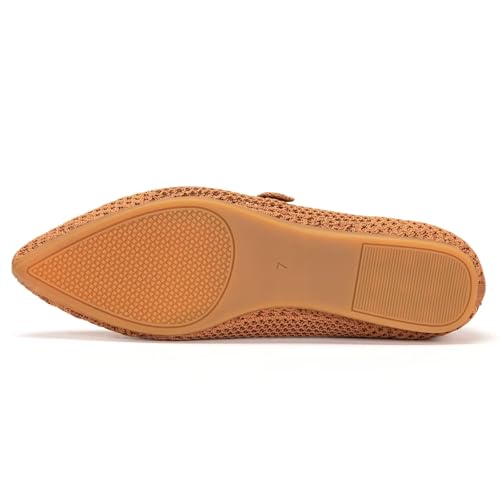 Frank Mully Women's Mesh Flats Mary Jane Shoes Pointed Toe Lightweight with Adjustable Instep Strap Knit Flat Shoes for Women Dressy Casual Washable Walking Shoes Tan by Frank Mully - Used condition - Image 6
