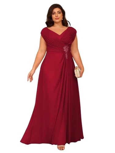 Image of Clothfun Simple V Neck Mother of The Bride Dresses Lace Appliques Chiffon Sleeveless Mother of The Groom Dress CYN014