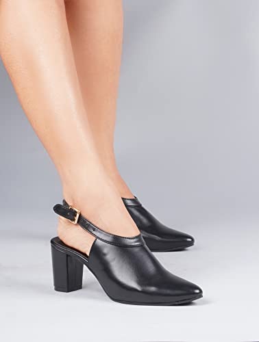 Image of SilverArrow Style Fancy Trending and Comfort Block Heel Sandal Mule Bellies Sandal for Womens and Girls Black