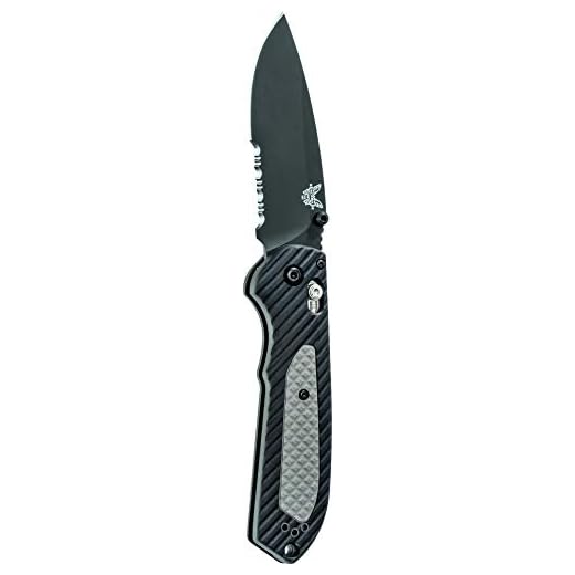 Benchmade - Freek 560SBK, Drop-Point Blade, Serrated Edge, Satin Finish, Black/Grey Versaflex Handle, Made in the USA