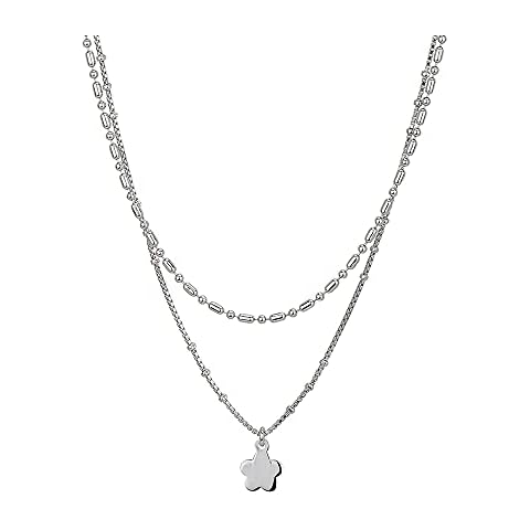 VIASH Sterling Silver Jewelry Petite Star Choker Necklace in Double Layered Chain with Rhodium Plating for Women and Girls Cover