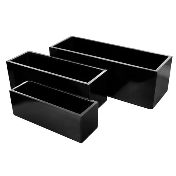 Greensouq GRP Rectangular Planter Box 70x30x30cm - Modern Durable Indoor & Outdoor Fiber Glass Pot (Black)