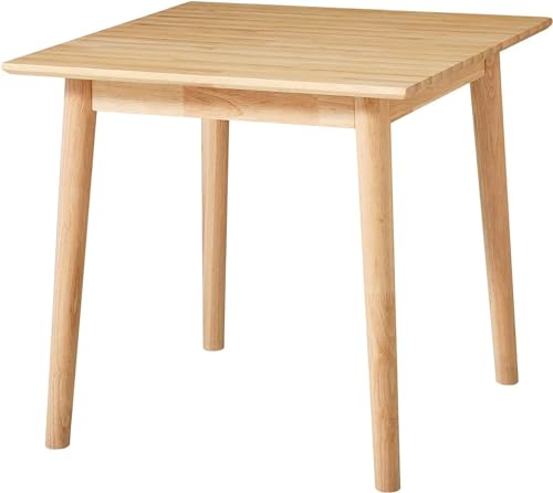 ダイニングテーブル ラバーウッド無垢材 2人用 80×80×75cm 天然木 北欧 シンプル 正方形 カフェテーブル パソコンデスク 作業台 会議テーブル(ナチュラル)