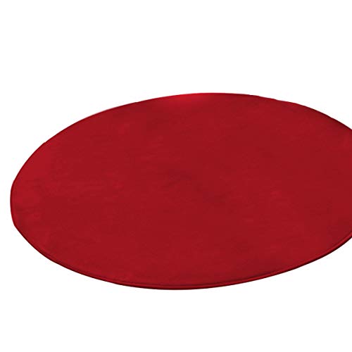 Xpnit Tappeto rotondo morbido per sedia, tappeto rotondo, in pile corallo, rotondo, antiscivolo, per soggiorno, camera da letto, bagno (80 cm, rosso vino)