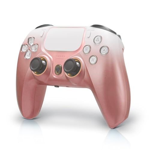 NBCP For PS4 Wireless Controller, Compatible With PS4/PS3/PC/iOS/Android,Six-Axis Gyroscope, Dual Vibration,1200mAh Battery,Dual Hall Effect Triggers,Touchpad,Turbo Function (Gold)