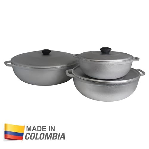 IMUSA-USA-Traditional-Colombian-Natural-Caldero-Matching-Aluminum-Lid-3-Piece-3570110-Quart-Dutch-Oven-Set-Silver-GAU-89224DS-Large