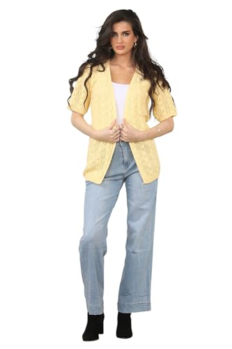 Image of Loxdonz Women's Short Sleeve Cropped Cardigan Sweaters Open Front Bolero Short Shrugs for Women
