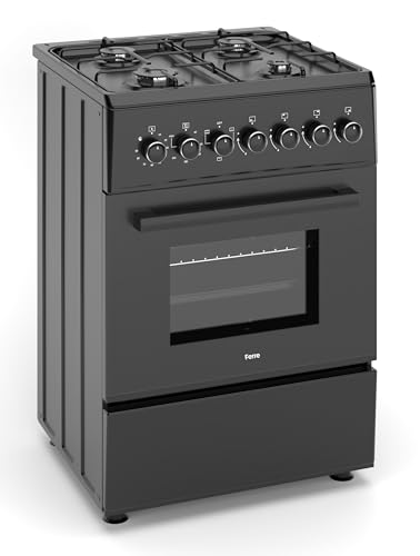 Ferre F6TS40E3-BL 60cm Freestanding Dual Fuel Cooker - Matte Black