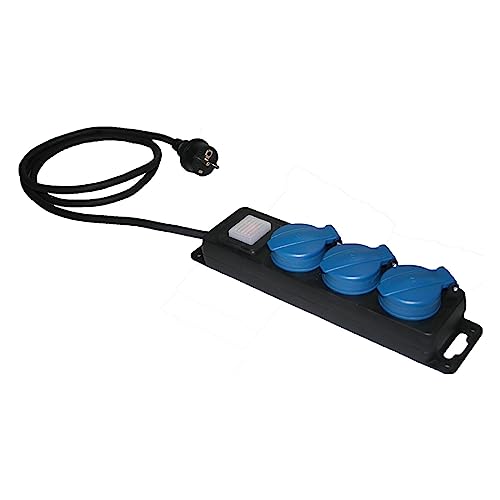 Rallonge à 3 bases 2P+T 16A avec câble de 1,5m pour alimentation domestique