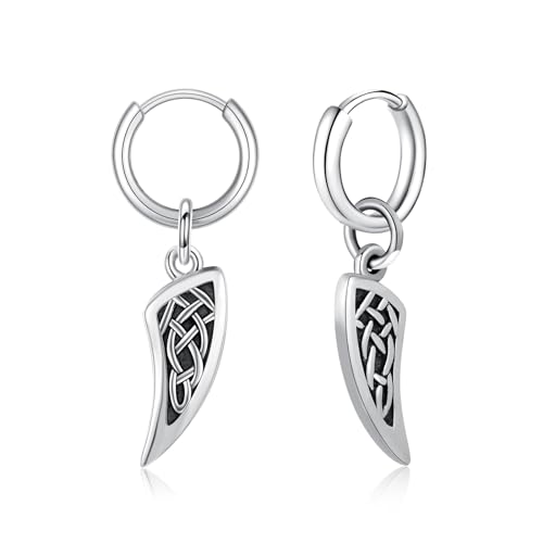 Pendientes vikingos de aro huggie con punta de flecha celta en plata unisex