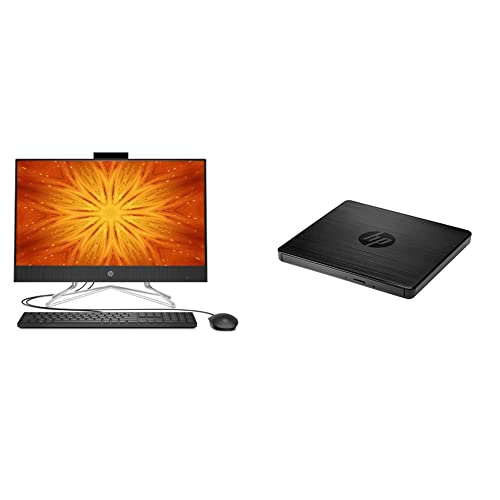 Image of HP All-in-One 24-df0215in 60.45 cm (23.8-Inch) FHD with Alexa Built-in (AMD Ryzen 3-3250U /8GB /256GB SSD + 1TB HDD /Win 10 /MS Office 2019 /Jet Black) & F6V97AA#ACJ External USB DVD-RW Drive
