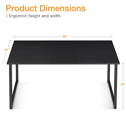 Coleshome 48 Inch Computer Desk, Modern Simple Style Desk For Home Office, Study Student Writing Desk, Black #TOP2