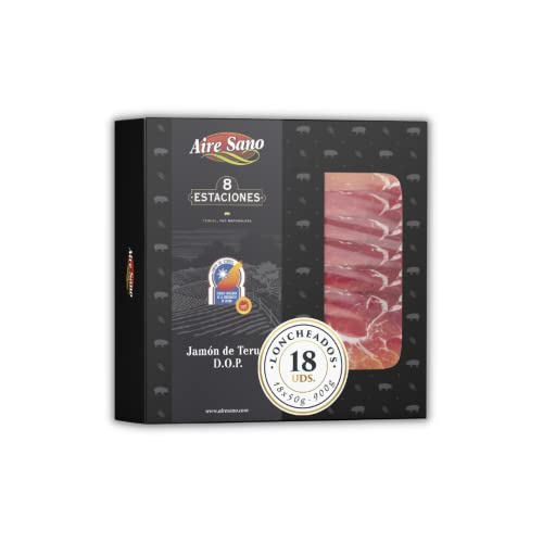 Aire Sano - Estuche Jamón Loncheado DOP Teruel 8 Estaciones - Envasado al Vacío -18 Sobres de 50...