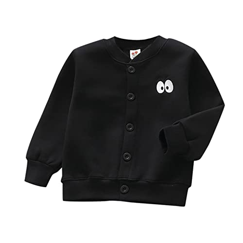 Child Toddler Kids Infant Boys Girls Long Sleeve Cartoon Embroidery Thick Cardigan Coat Ski Jacket (Black, 18-24 Months) #TOP26