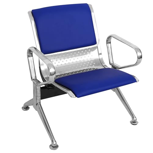 Sillas de vestíbulo para hospitales bancos y aeropuertos con cojín de cuero azul