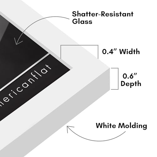 Americanflat 5x5 Picture Frame with Shatter-Resistant Glass - Streamline Collection - Thin Border Square Frame for Tabletop and Wall Display - Hanging Hardware and Easel Stand Included - White