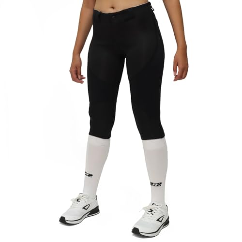 3N2 Girl's NuFit Pro 3/4 Softball Knickers, Patented Fit Softball Pants with Reinforced Knees & Slide Zones, Designed for Youth Fastpitch Softball, Black (Youth, Large)