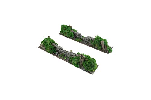 War World Gaming Battle Bocage Damaged Wall Sections x 2 – 28mm Heroic Scale Wargaming Terrain Model Diorama Scenery Wargame WW2 Tabletop Battle Normandy France WWII Hedgerow