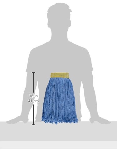 Amazon Basics Cut-End Cotton Commercial String Mop Head, 5 Inch Headband, Large, Blue, 6-Pack