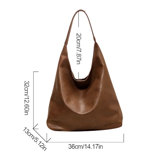 Slouchy Hobo Bag for Women Work Tote Bag Leather Shoulder Bag Brown Purse Handbag Carryall Work Bags 6