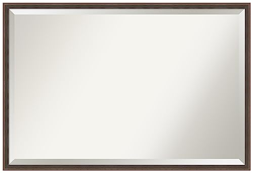 Amanti Art Brown Bathroom Mirror for Over Sink, 37x25 Vanity Wall Mirror