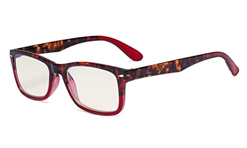 Image of Eyekepper Blue Light Filter Reading Glasses - Reduce Eye Strain Computer Readers - Tortoise /Red 1.25