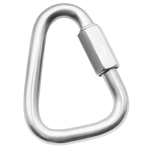 Anvin Lot de 1 grand mousqueton rapide M12 de 10,4 cm en acier inoxydable, connecteur de chaîne triangulaire, crochets à vis pour camping, équipement de plein air, hamacs, capacité de 1 500 kg
