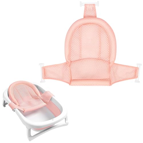 Image of Colorlife Baby Bath Seat Support Net Infant Bathing Seat Support Mat, Adjustable Comfortable Non-Slip Three-Pointed Baby Shower Net Bathtub Sit Up Mesh for Newborn 0-12 Months-Dusty Pink(No Bathtub)