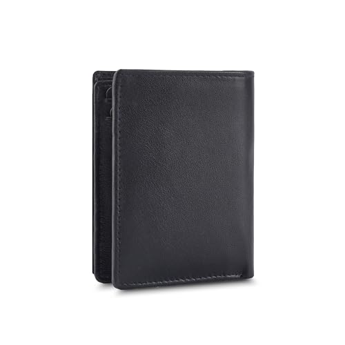 Image of TANSTITCH Men's Genuine Leather Wallet | RFID Blocking Wallet for Men | 16 Card Slots, 1 ID Window | Large Capacity Card Holder Wallet for Men (Hold 30 Currency Notes) (Black)