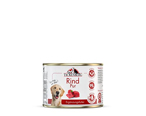 TACKENBERG Rind Pur Nassfutter Dose für Hunde - Hundefutter in Premiumqualität - natürlich getreidefrei, 6 x 800 g