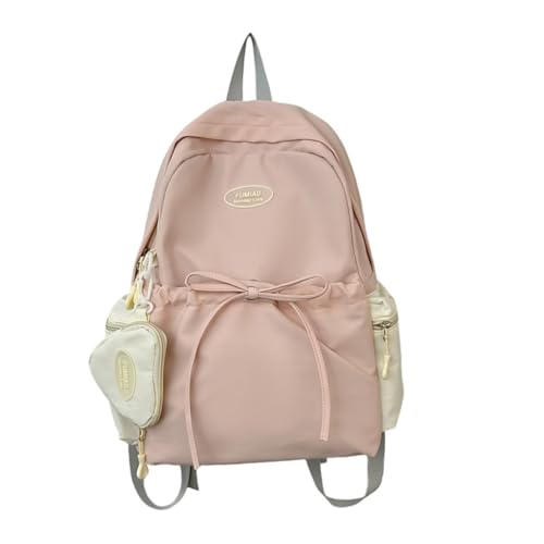 Coquette Preppy Bow Tie Backpack - Cute Back to College Accessory (Pink)