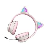 KITANDOVE 発光猫耳ヘッド 有線接続 ゲーム 学習対応 ノイズ低減ラバーイヤーパッド搭載 ノートパソコン用快適ヘッドフォン