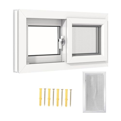 Ventana de aluminio blanca para sótano con cristal templado de alta resistencia y pestillo 2