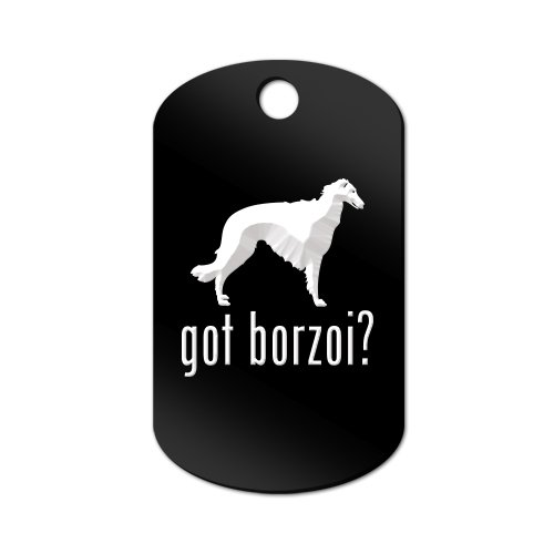 Mister Petlife Got Borzoi Engraved Keychain/GI Tag Russian Wolfhound Black