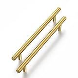 Haliwu 30 Pack Cabinet Handles Brass Gold Cabinet Pulls 5 Inch Hole Center Drawer Pulls Modern Bar Dresser Handles for Bathroom Kitchen Bedroom