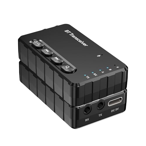 MOREGAX 5.1 Bluetooth Audio Receiver Transmitter 4-in-1 for Home Stereo TV, HiFi Wireless Audio Adapter with 3.5mm AUX,RCA,Digital Coaxial,6.5mm Mic Connection, Low Latency NFC Audio Adapter