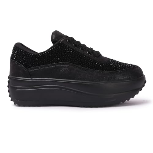 Image of Vendoz Women Party & Wedding Bridal Sparkling Glittery Crystal Sneakers CNV4030