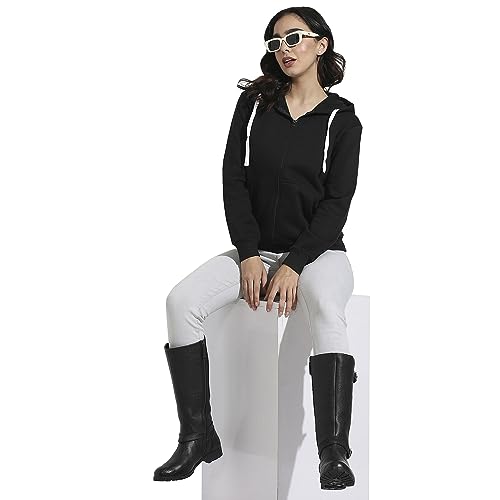 Image of PINACOLADA Women's Zip-Front Hoodie with Angled Open Pockets for Casual Wear | Hooded Neck | Long Sleeve | Zipper Closure | Cotton Sweatshirt Crafted with Comfort Fit for Everyday Wear