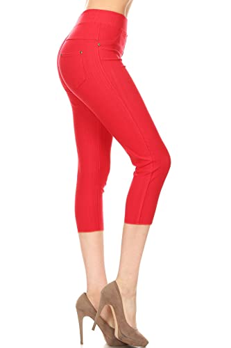 Image of Leggings Depot Women's Cotton Blend Stretch Pull-on Jeggings Casual Pants with Pockets (Available in Plus Size)