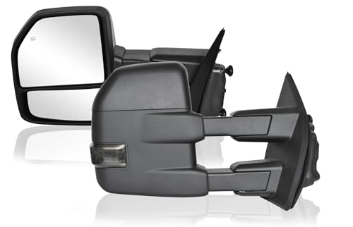Perfit Zone Towing Mirrors Power Heated with Smoke Signal Compatible for F250 SuperDuty 1999-2007 Black Pair