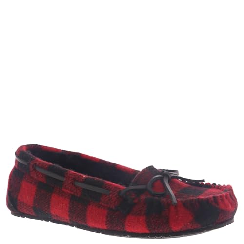 Minnetonka Lodge Trapper Women's Slipper, 12 4A US, Red-Black-Plaid